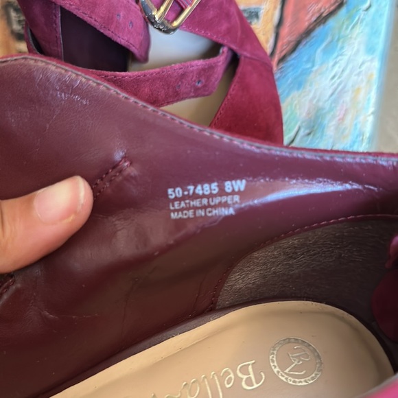 Bella Vita Suede Maroon purplish Heels in size 8W - Picture 6 of 7